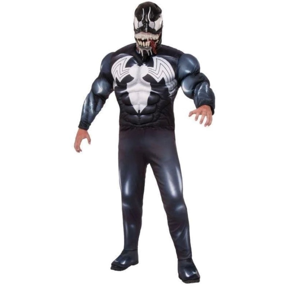 Venom Costume Mens Muscle Chest Spiderman Black Symbiote Suit (OS)